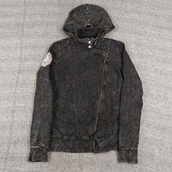 Affliction Womens Size Medium Americans Custom Motorcycles Black Hidden Hoodie - Picture 3 of 8